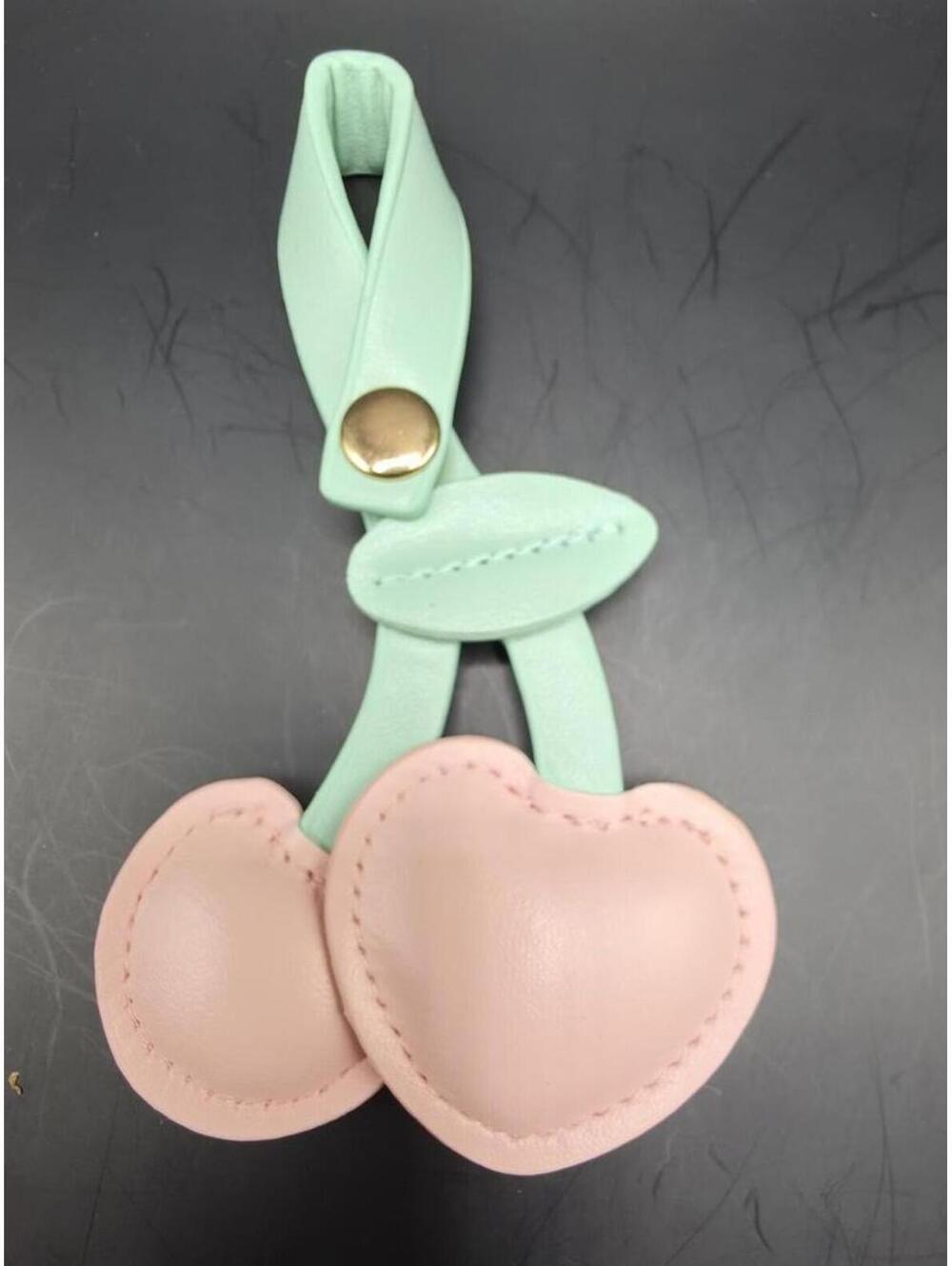 Cute Heart-Shaped Leather Keychain Charm